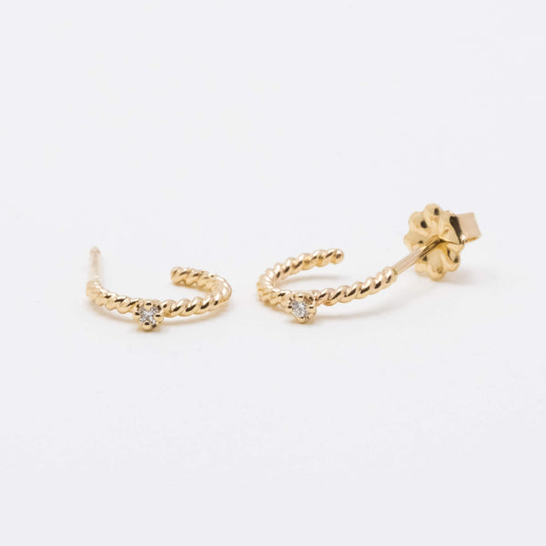 Hoop earrings gold ツイストフープピアス 片耳1点 20mm 【お