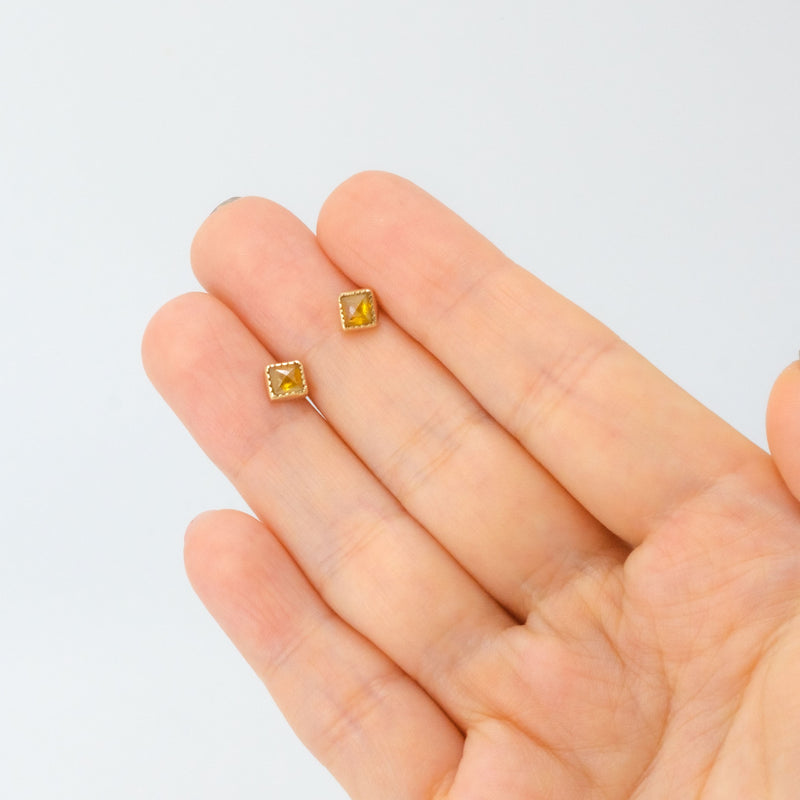 Yellow Daisy Diamond Earrings