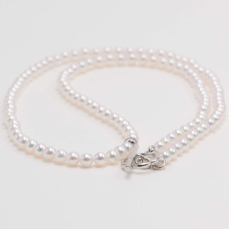 Akoya Baby Pearl Necklace With Pink Diamonds