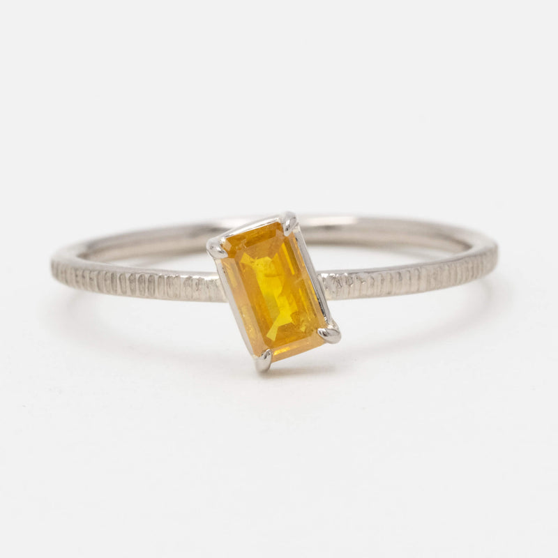 Emerald cut Honey Yellow diamond ring