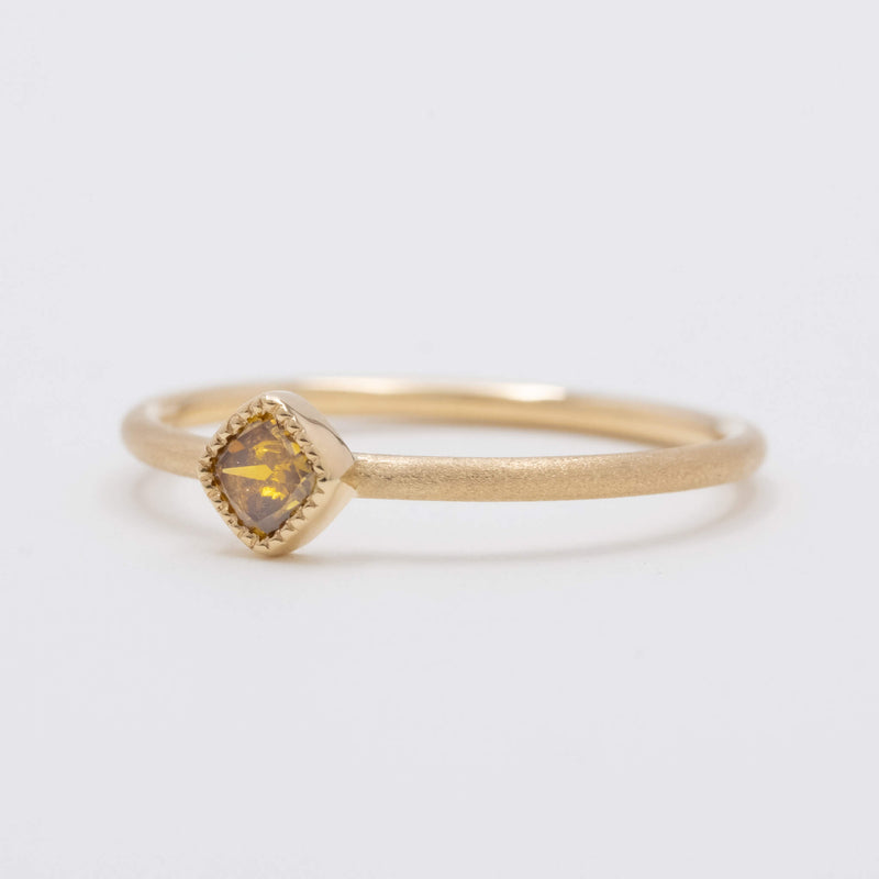 Yellow champagne diamond square Ring