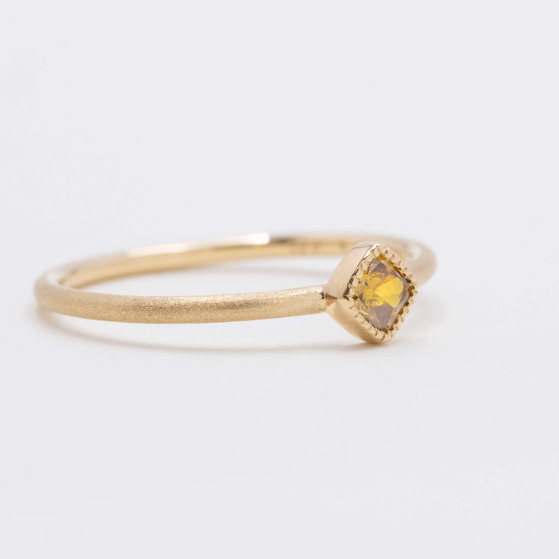 Yellow champagne diamond square Ring