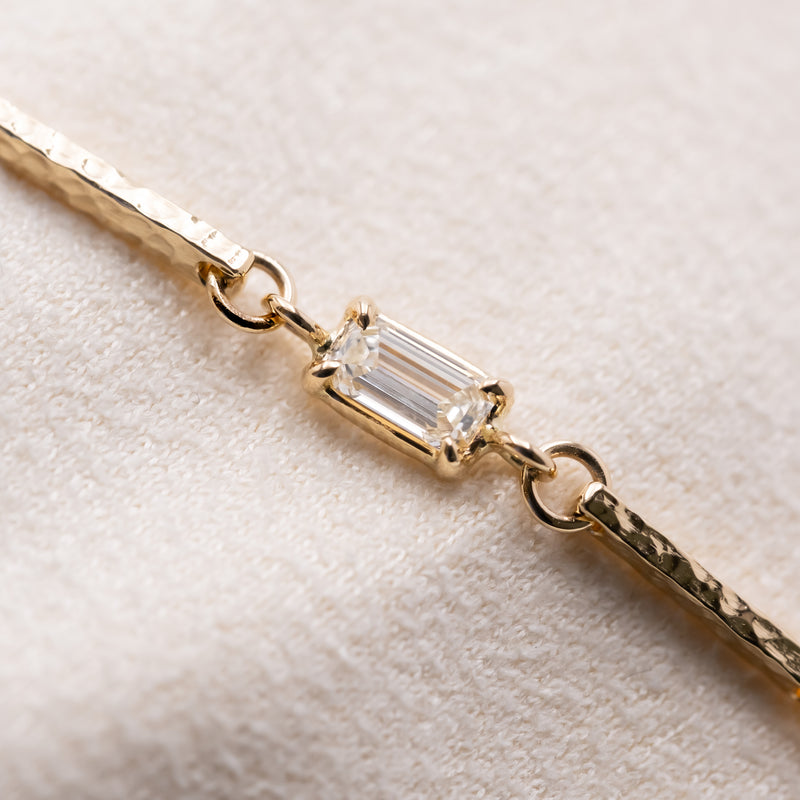 Emerald cut diamond bar bracelet