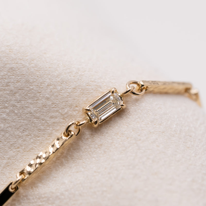 Emerald cut diamond bar bracelet