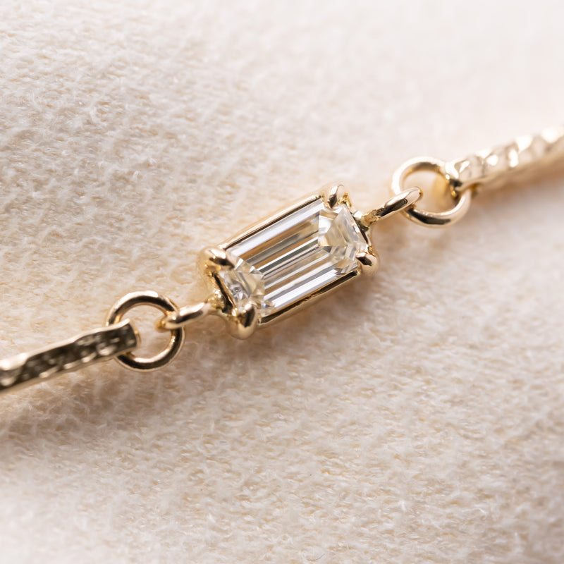 Emerald cut diamond bar bracelet