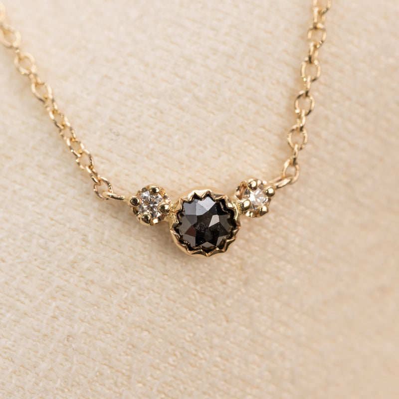 Littlest bouquet black diamond necklace