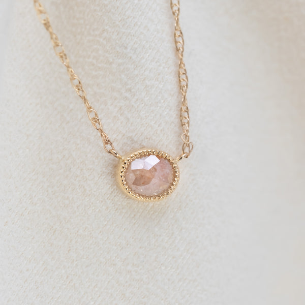 Candy Pink Oval Diamond Necklace