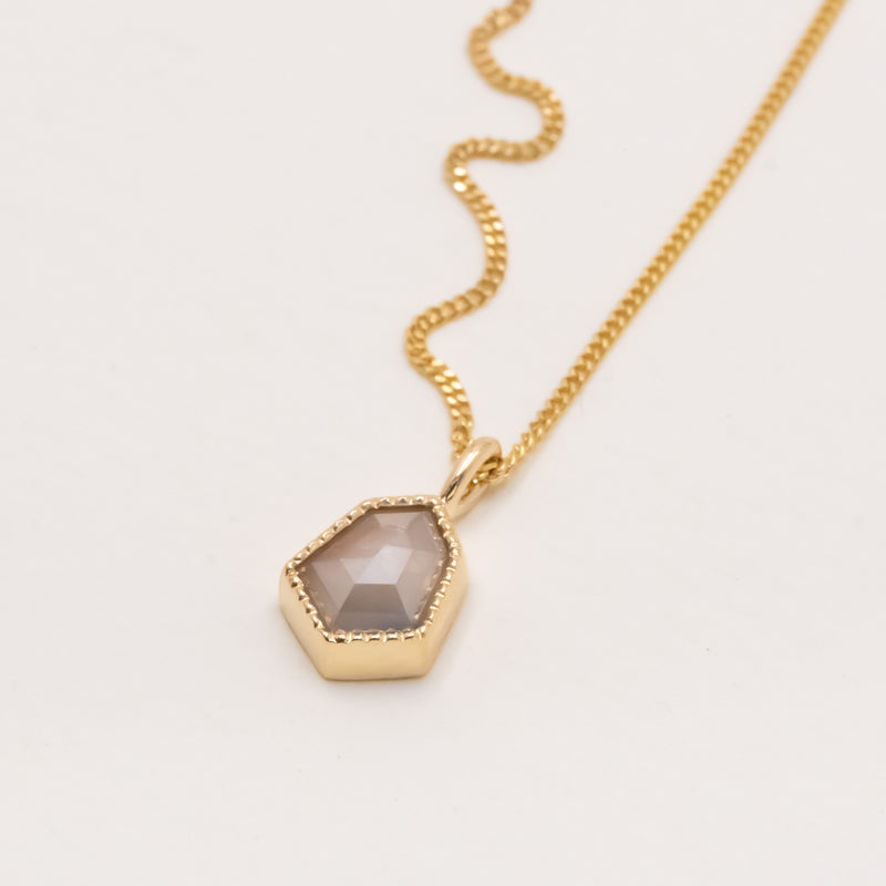 Milky Grey & Pink Kite Diamond Necklace