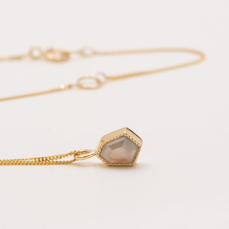 Milky Grey & Pink Kite Diamond Necklace