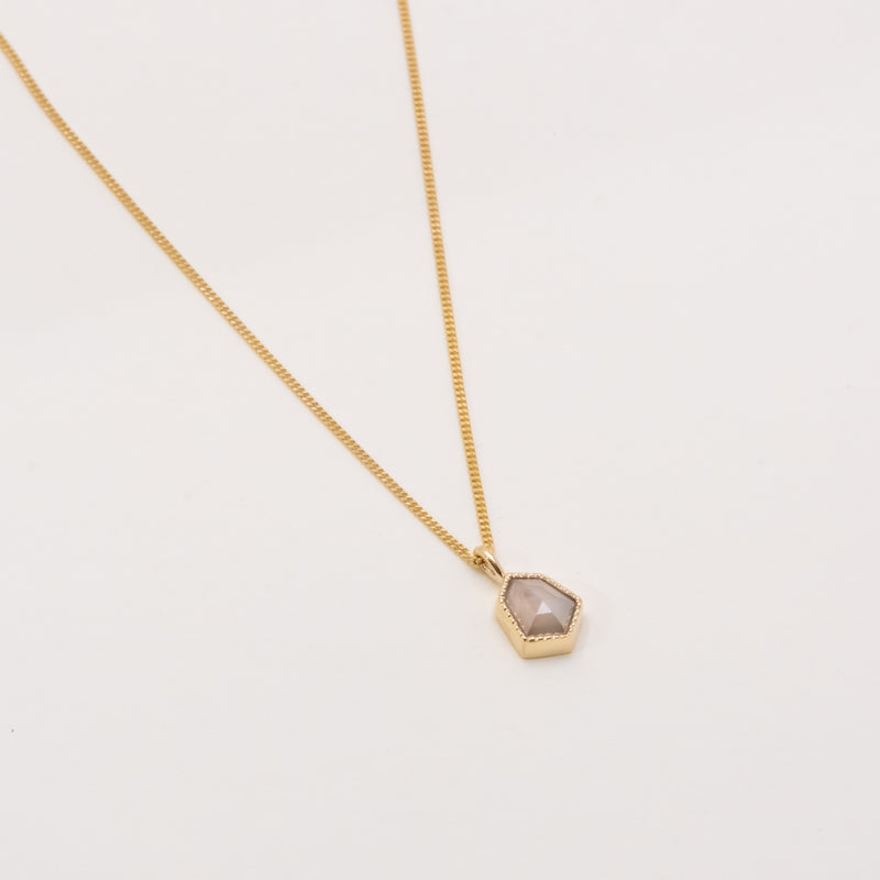 Milky Grey & Pink Kite Diamond Necklace