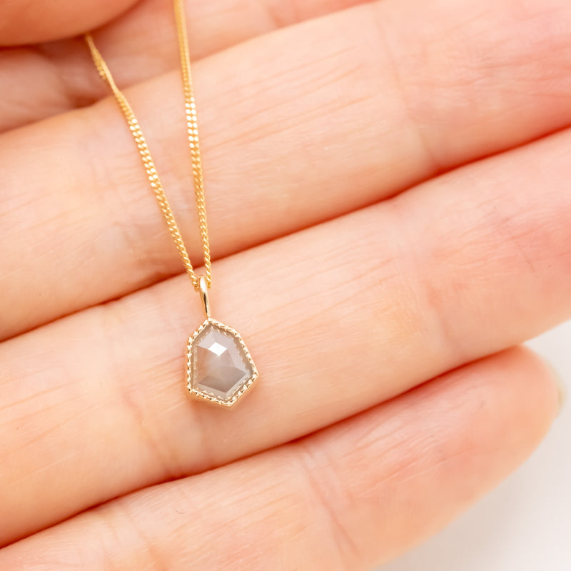 Milky Grey & Pink Kite Diamond Necklace