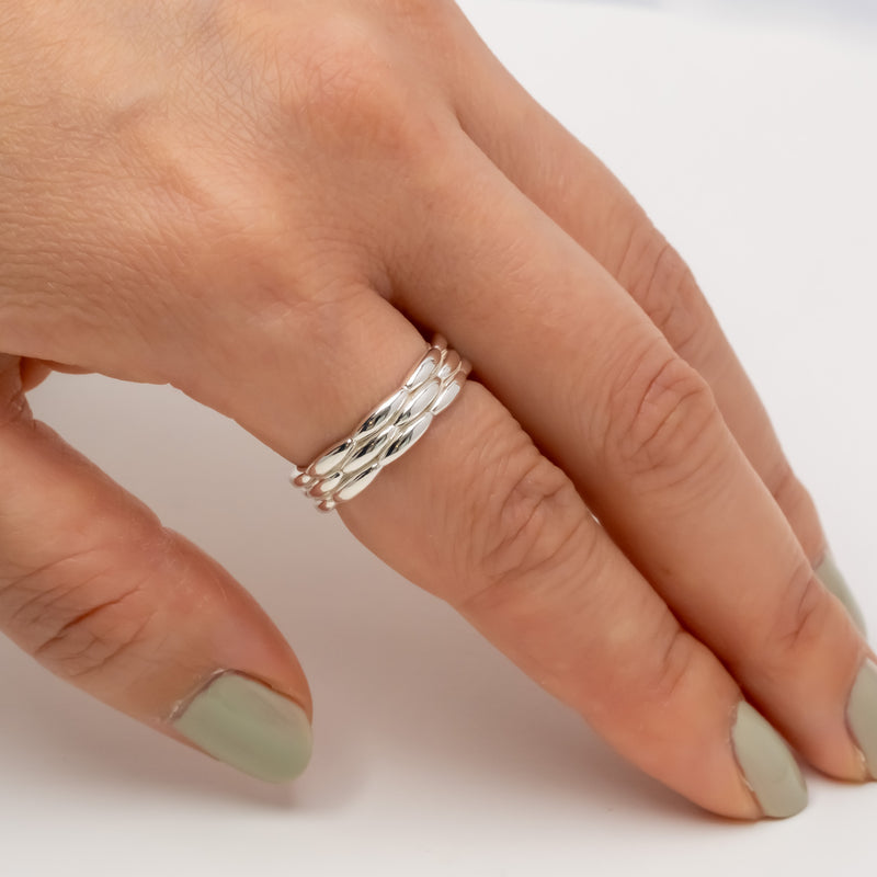 Ripple Pave Ring Silver　