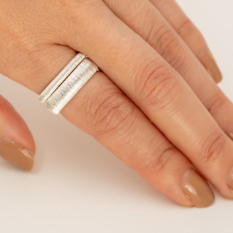 Milled Dome Ring Wide Silver