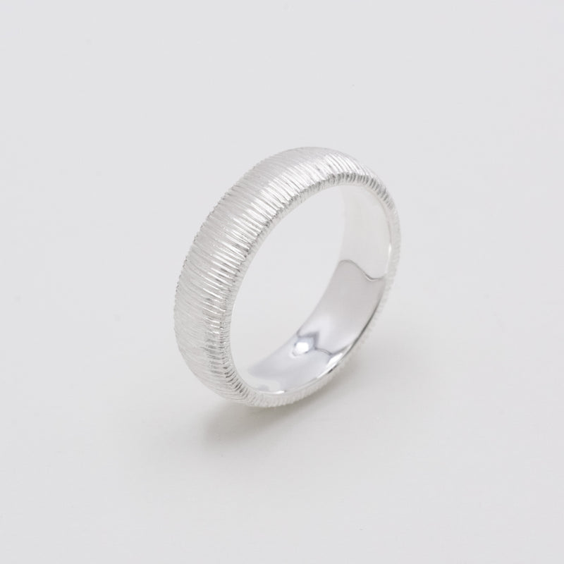 Milled Dome Ring Wide Silver