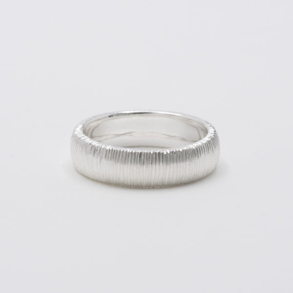 Milled Dome Ring Wide Silver
