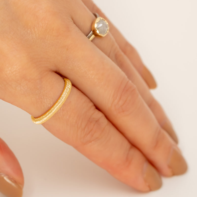 Milled Dome Ring Medium 18K