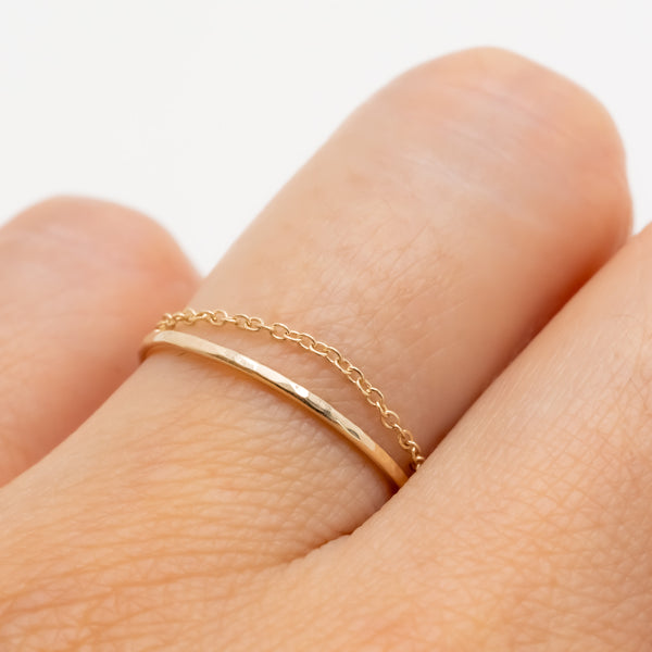 Thread chain ring hammered