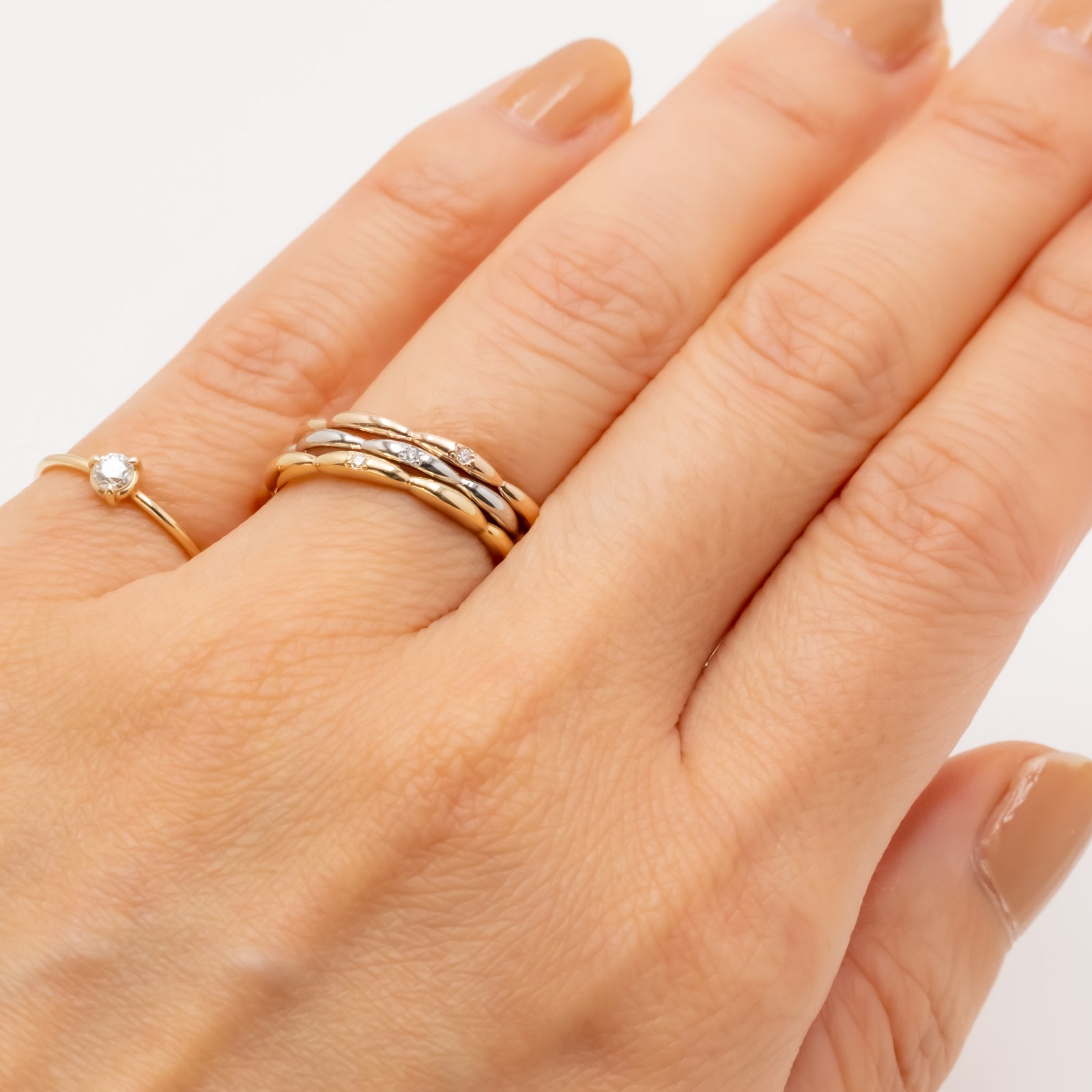 Ripple Ring with Diamond 18KYG – lily & co