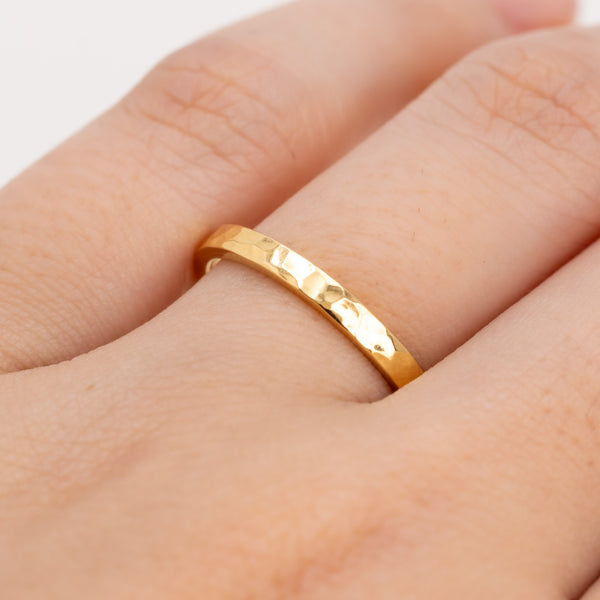 Hammered Square Ring 2mm