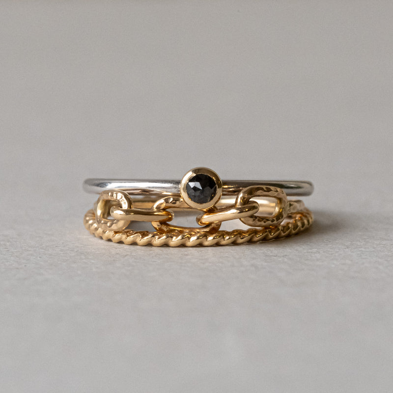 DUAL RING｜ブラックダイヤモンド K14×シルバーリング – lily & co.