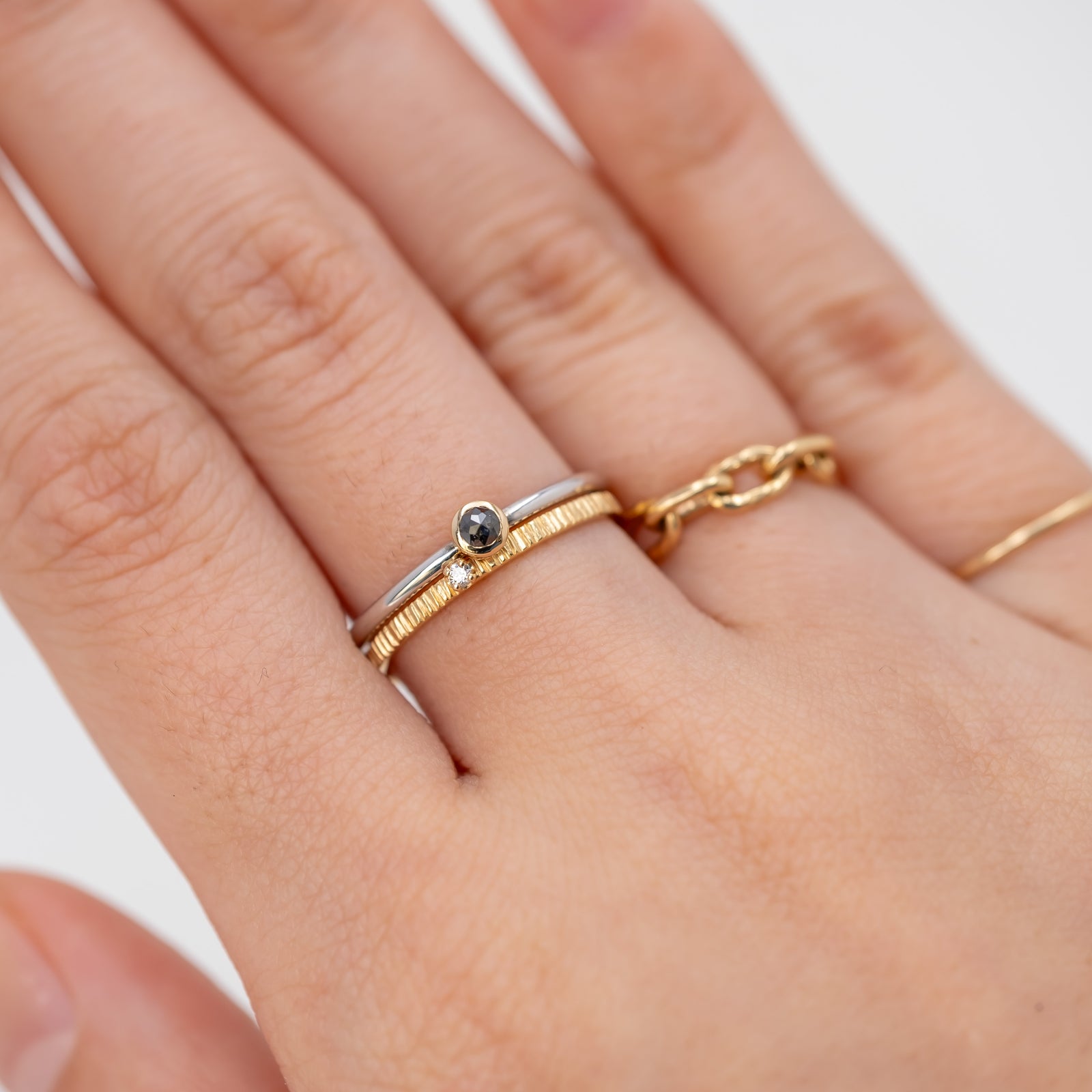 DUAL RING｜ブラックダイヤモンド K14×シルバーリング – lily & co.