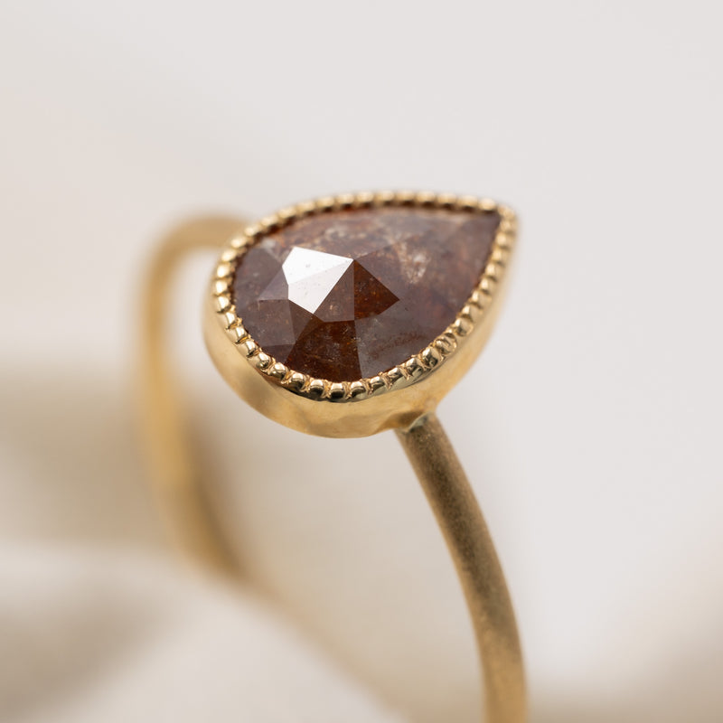 Cherry Brown Drop Diamond Ring