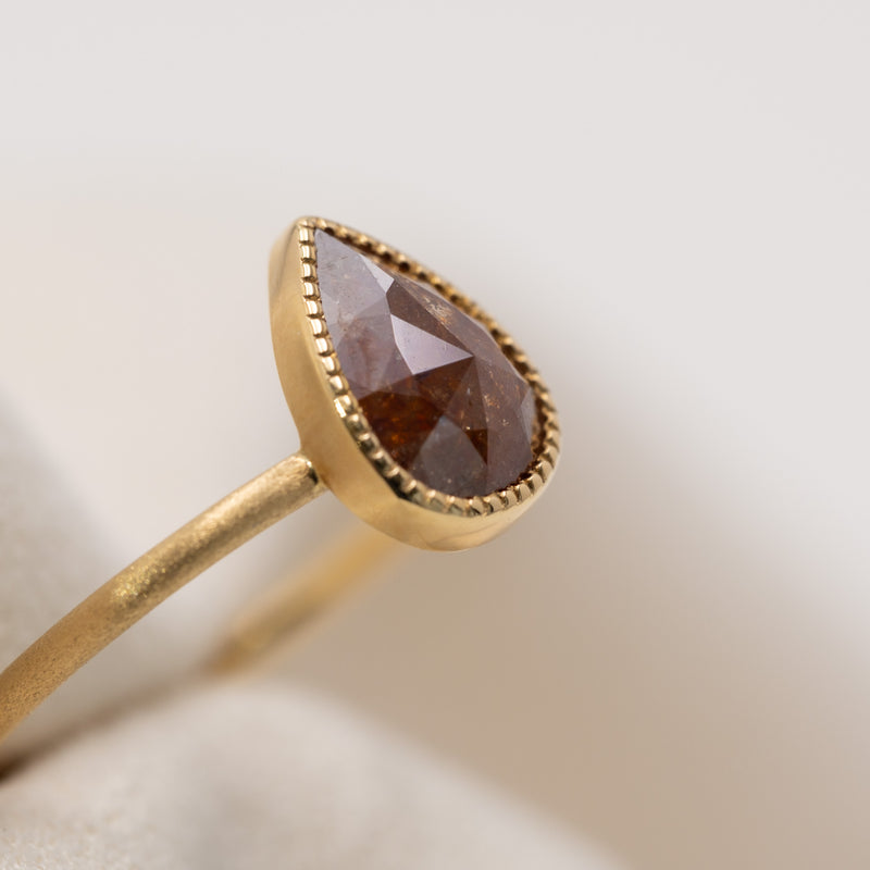 Cherry Brown Drop Diamond Ring