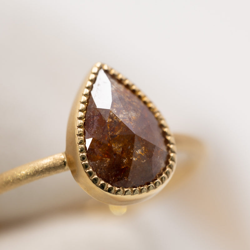 Cherry Brown Drop Diamond Ring