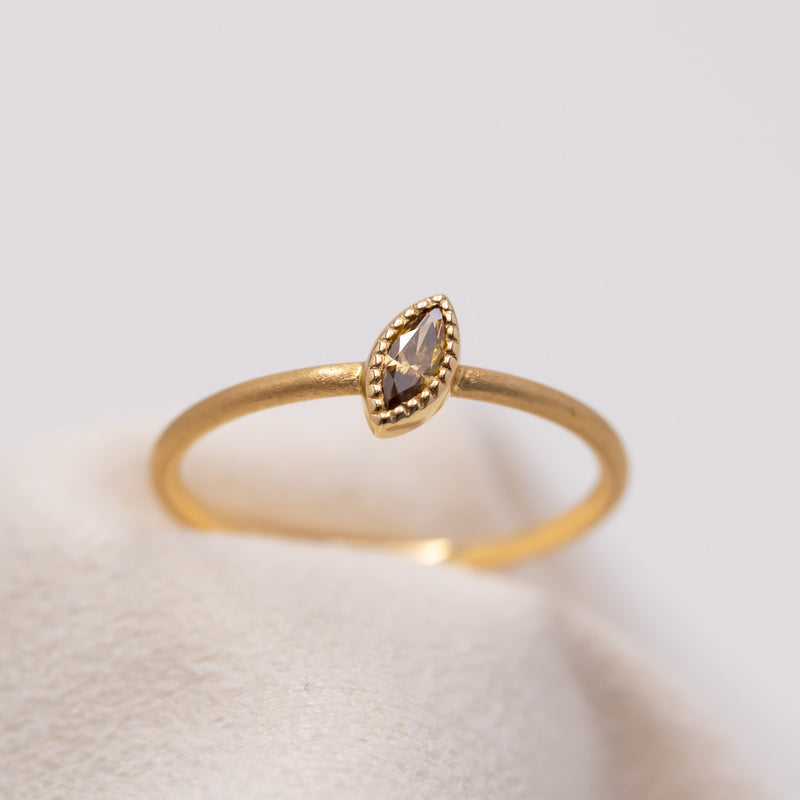 Caramel Brown Marquise Diamond Ring