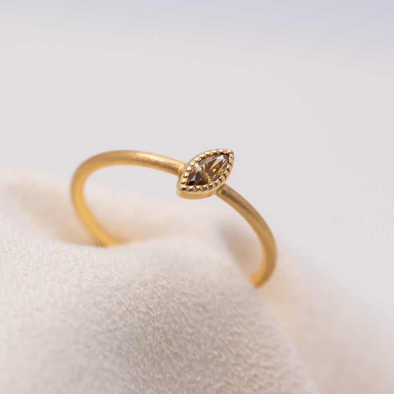 Caramel Brown Marquise Diamond Ring