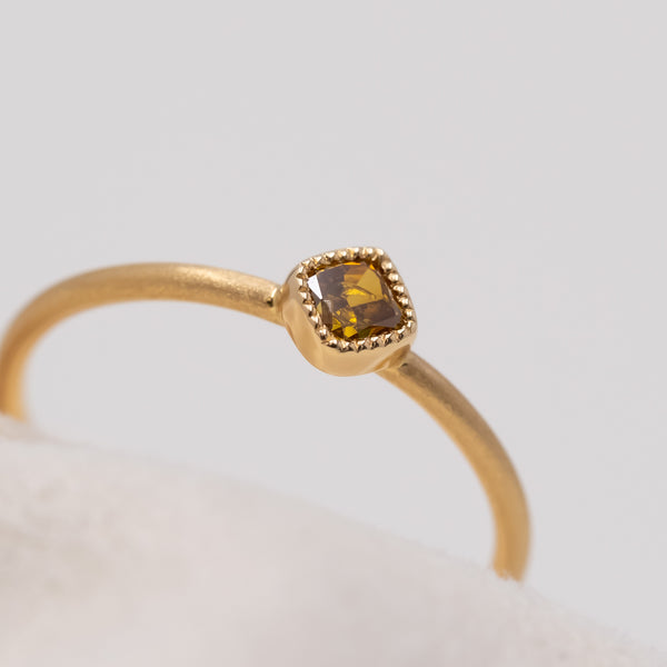 Yellow champagne diamond square Ring