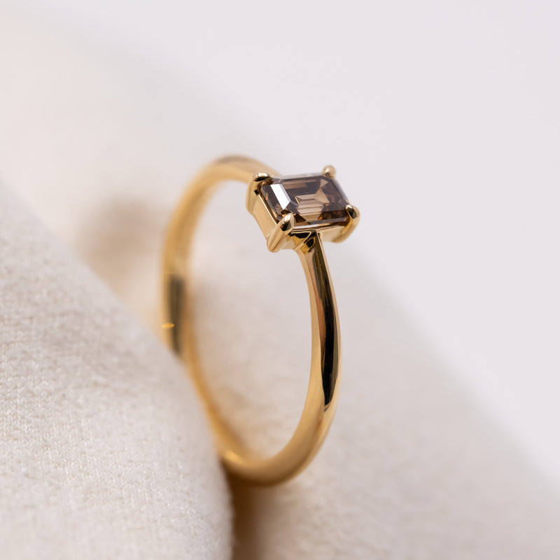 Champagne Brown Emerald Diamond ring