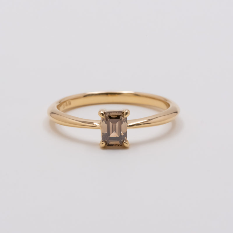 Champagne Brown Emerald Diamond ring