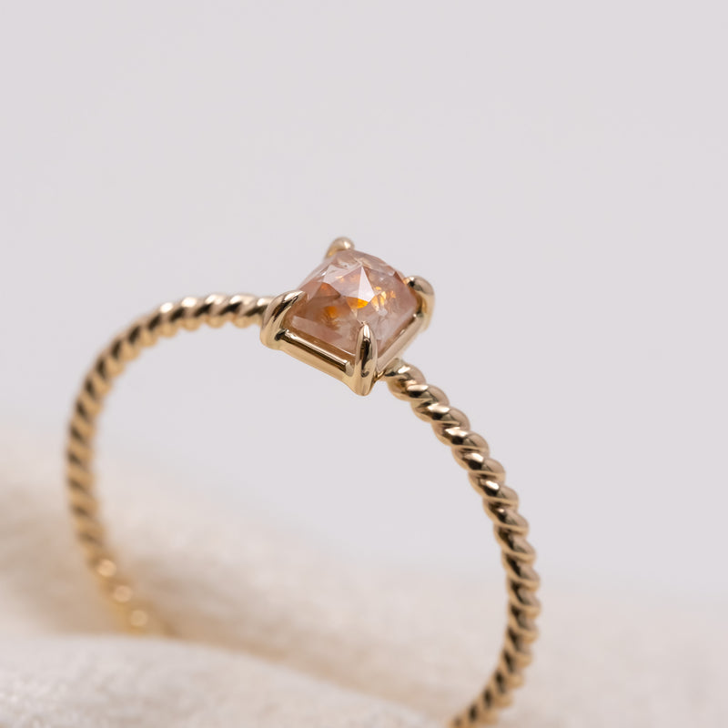 Candy Pink Square Diamond Ring