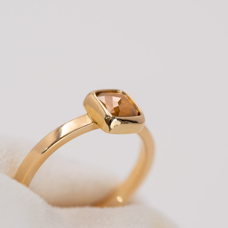 Honey Orange Square Diamond Ring