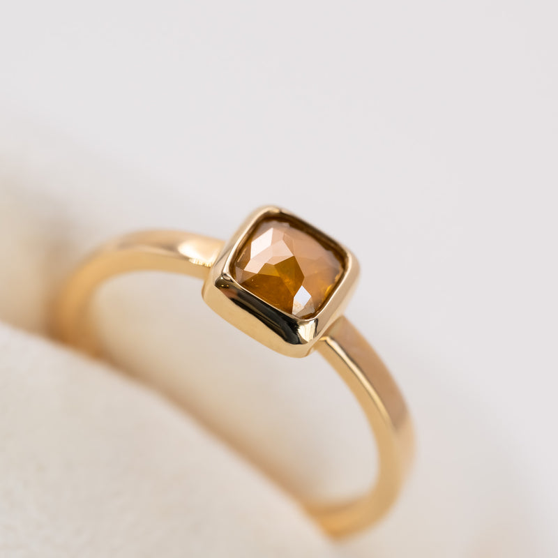 Honey Orange Square Diamond Ring