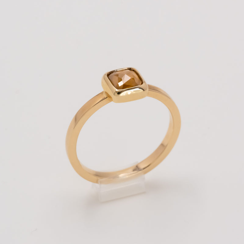 Honey Orange Square Diamond Ring