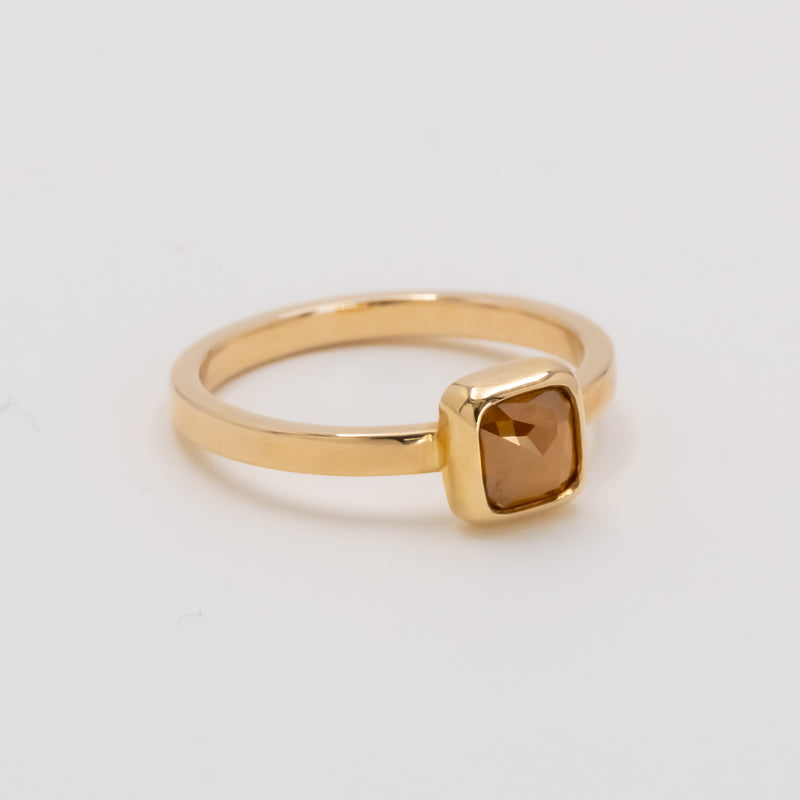 Honey Orange Square Diamond Ring