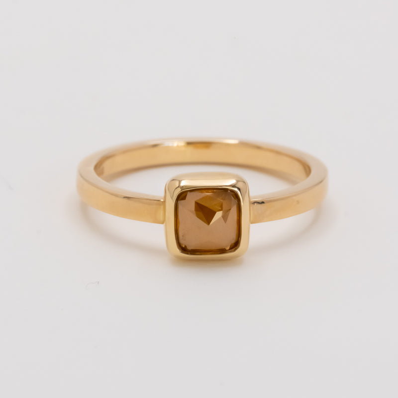 Honey Orange Square Diamond Ring