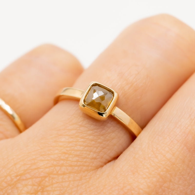 Honey Orange Square Diamond Ring