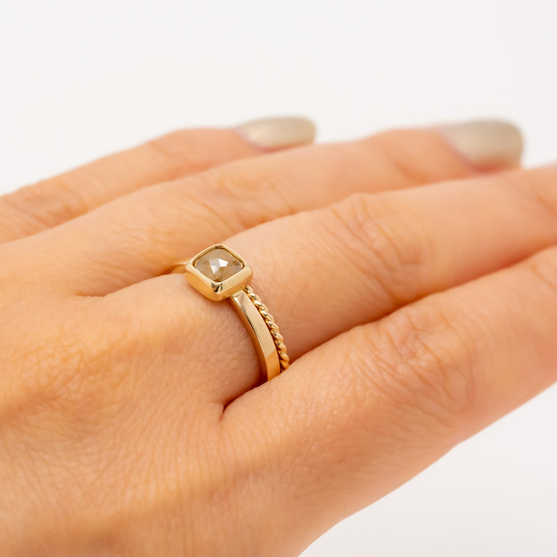 Honey Orange Square Diamond Ring