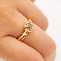 Honey Orange Square Diamond Ring