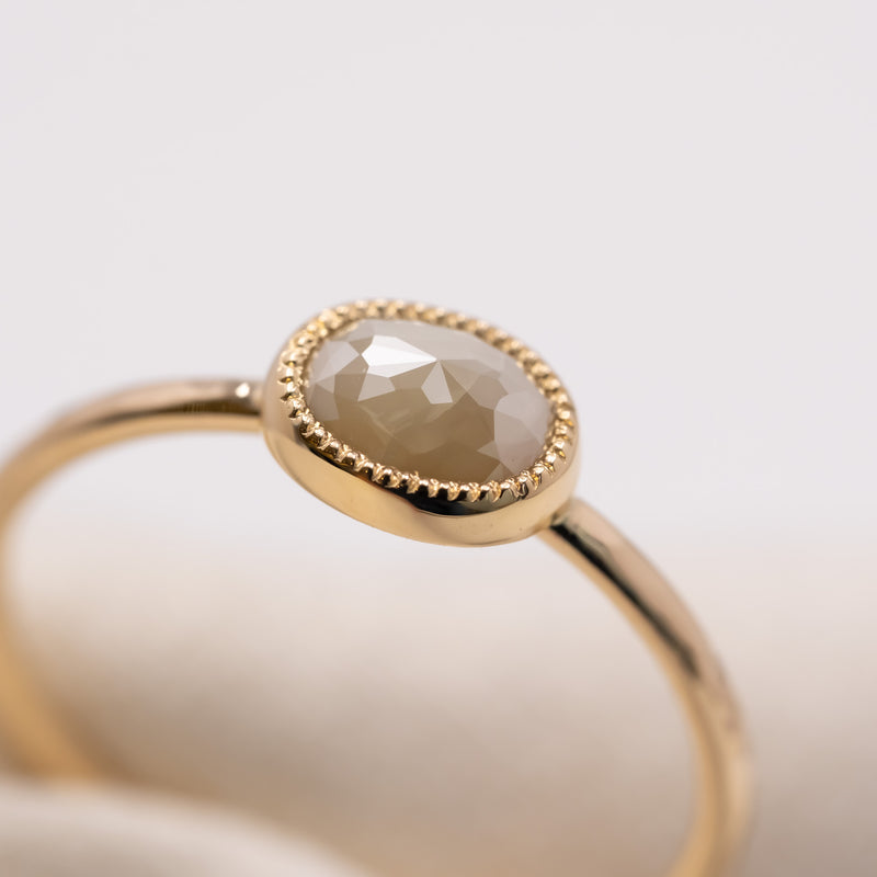 Milk tea beige diamond Ring