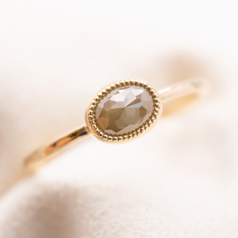 Milk tea beige diamond Ring