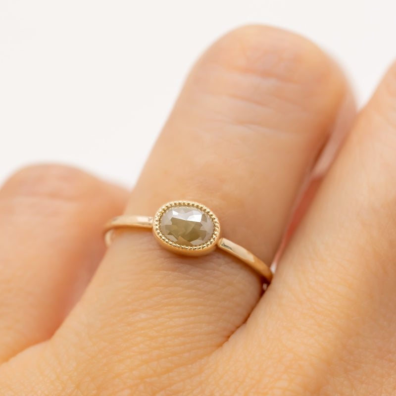 Milk tea beige diamond Ring