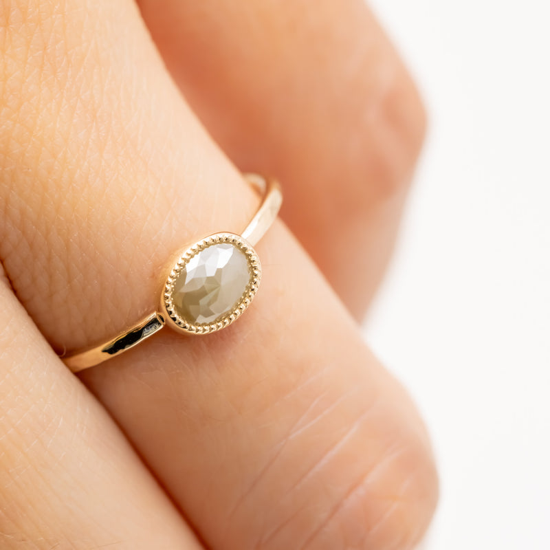 Milk tea beige diamond Ring