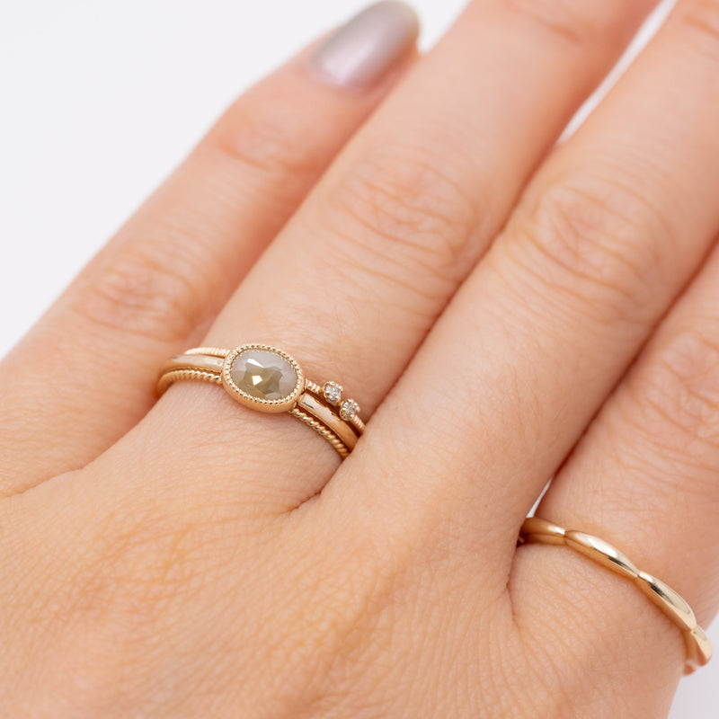 Milk tea beige diamond Ring