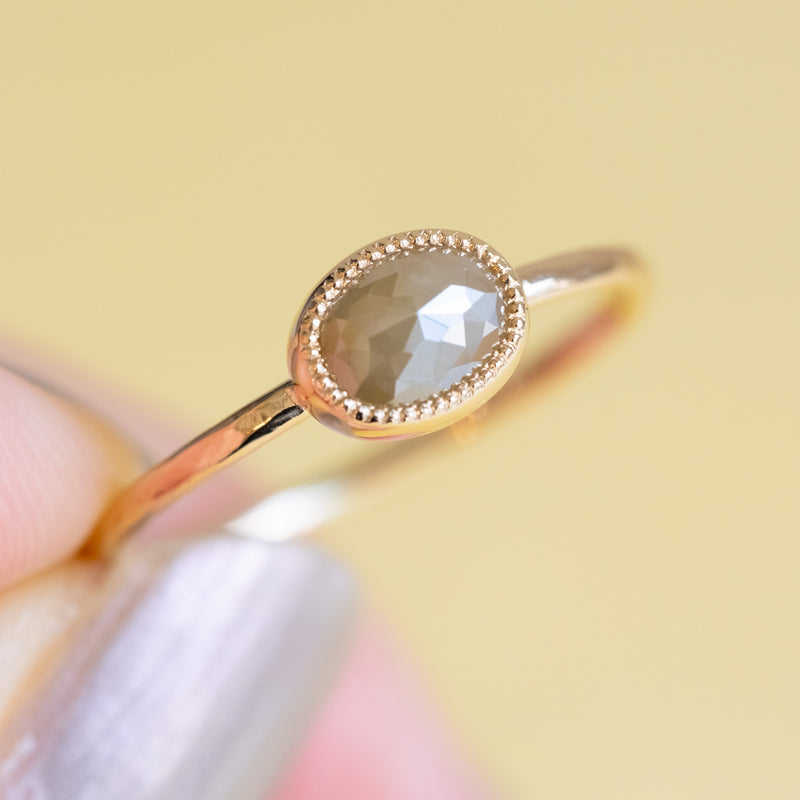 Milk tea beige diamond Ring