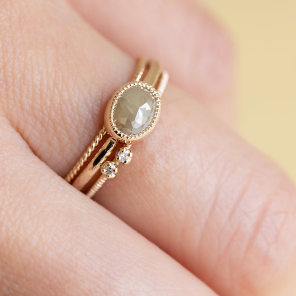 Milk tea beige diamond Ring