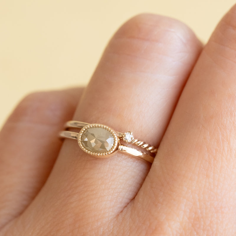 Milk tea beige diamond Ring